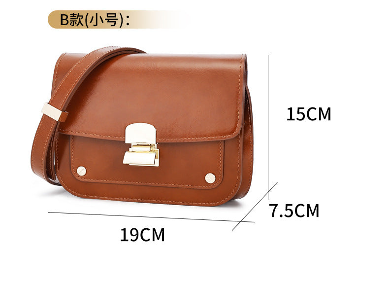 Melard Style Design Top Layer Cowhide Tofu Single Handle Bag Fashion Women's Bag Single Shoulder Crossbody Bag Niche Small Square Bag