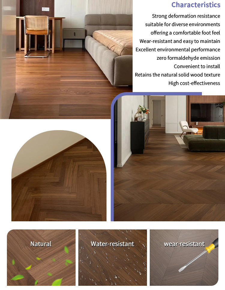High-End Engineered Walnut Wood Flooring Prefinished Three-Layer Engineered Wood Flooring for Villas Boutique Outdoor Exterior
