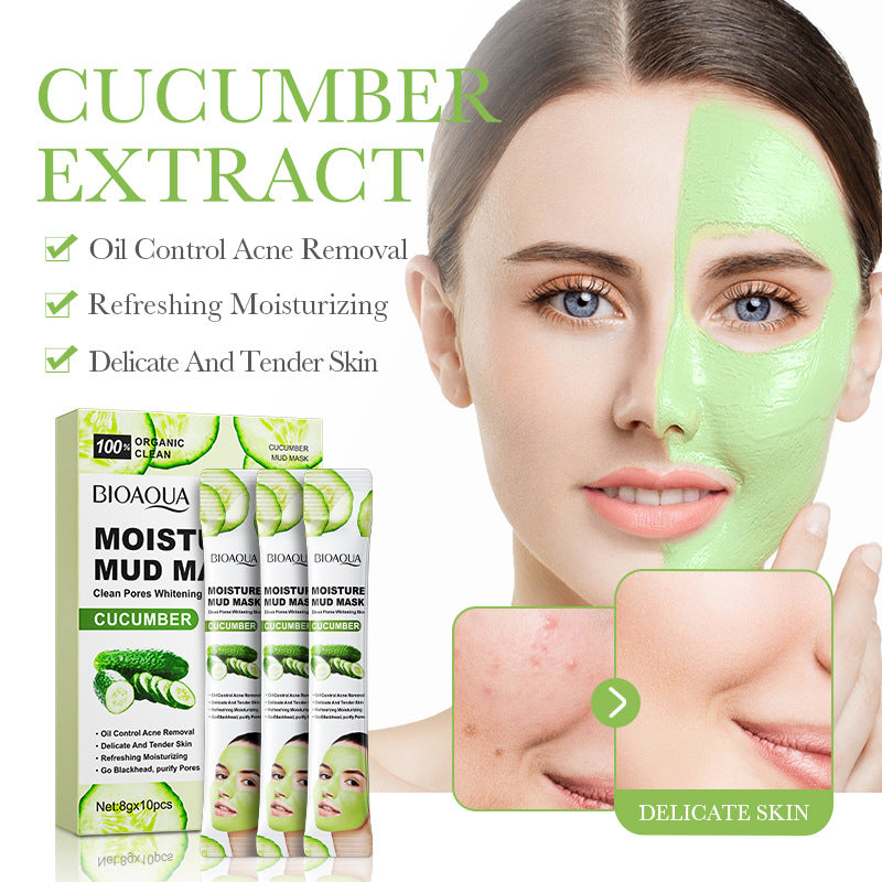 Cleansing Mask BIOAOUA Cucumber Pore Cleansing Smear-On Portable Mud Mask  Foreign Trade Wholesale