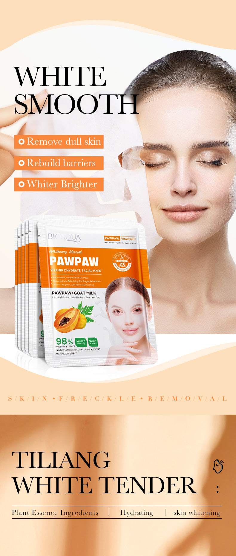 Mask25gBIOAOUA Rice Honey Hydrating Moisturizing Tablets Pack  Wholesale OBO
