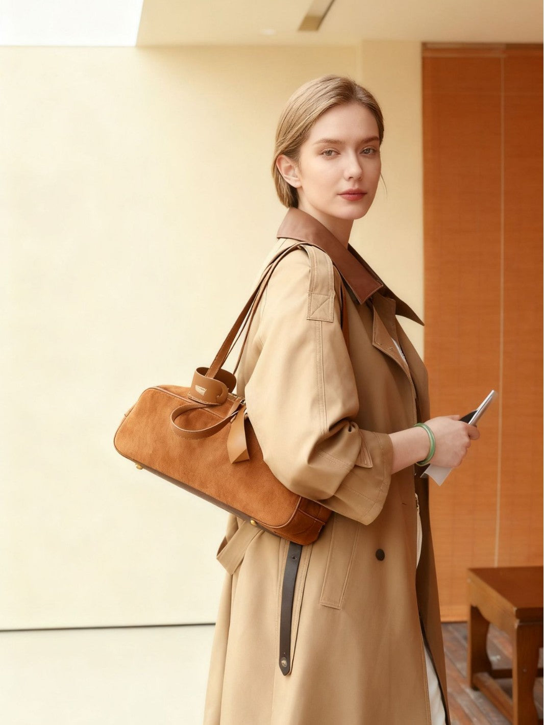 European and American Style Matte Leather Women's Bag High-End Luxury Boston Bag Lazy Style Korean Versatile Niche Underarm Shoulder Bag