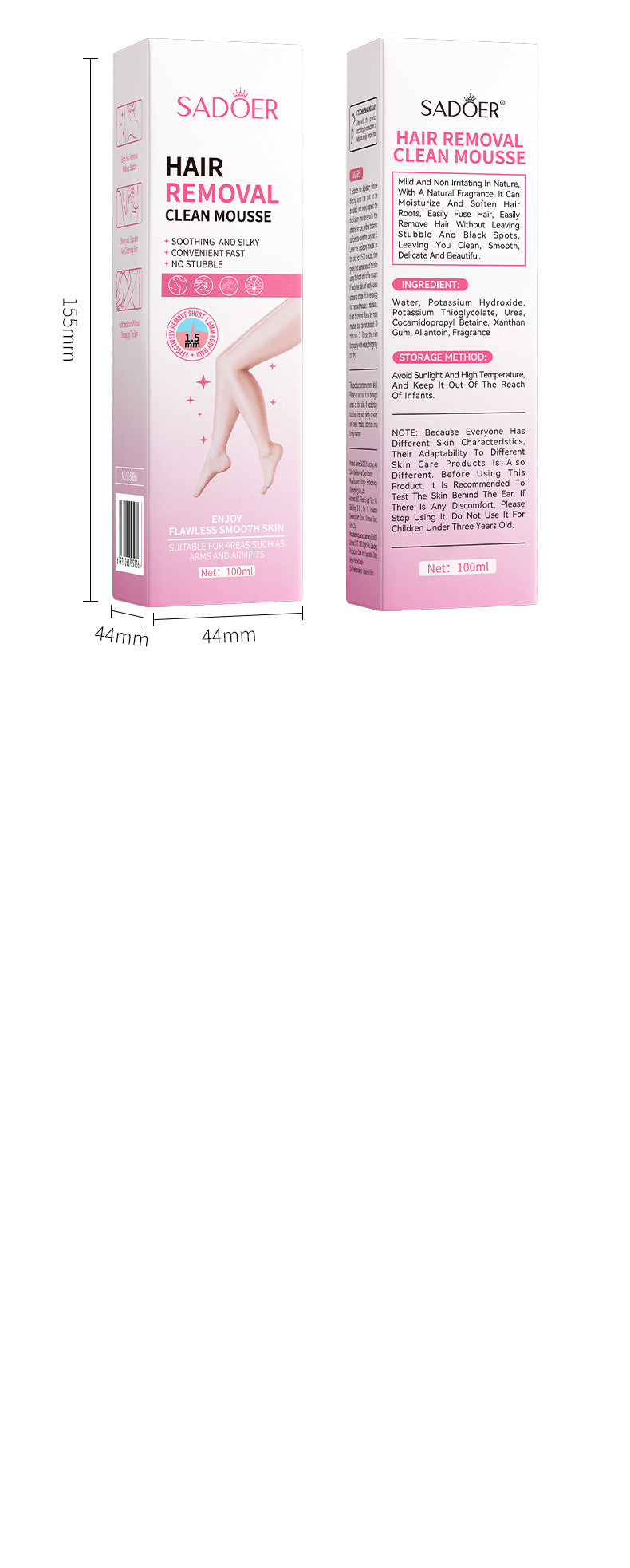 Hair Removal Mousse100gSADOER Hair Removal Non-Irritating Silky Smooth Skin Cleansing Depilatory Cream  Wholesale