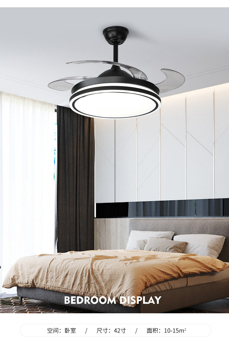 Invisible Fan Light Nordic Ceiling Fan Light High Wind Power Living Room Dining Room Bedroom Ceiling Mounted Variable Frequency Electric Fan Ceiling Light Integrated