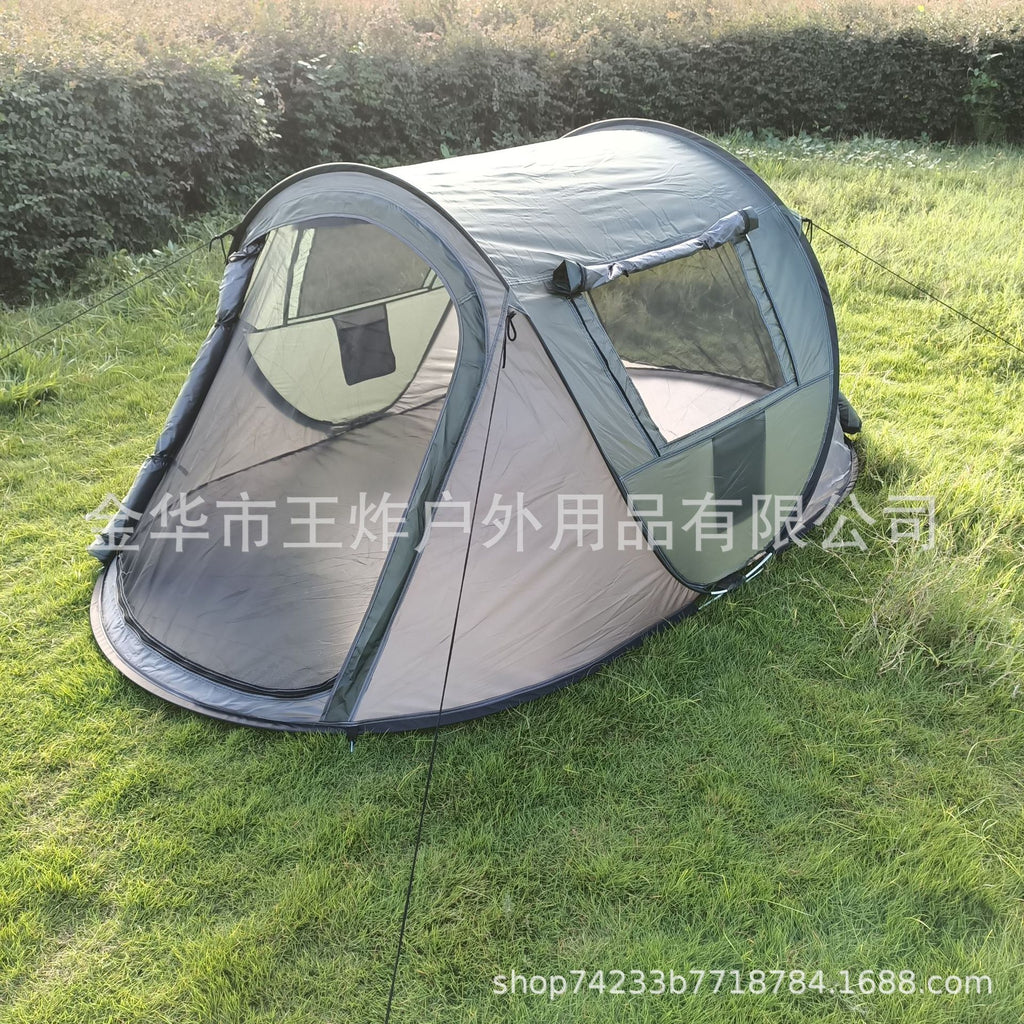 Outdoor Fully Automatic Camping Tent Sun Protection Portable Hand Throw Beach Tent5-8Military Green Boat-Shaped Tent