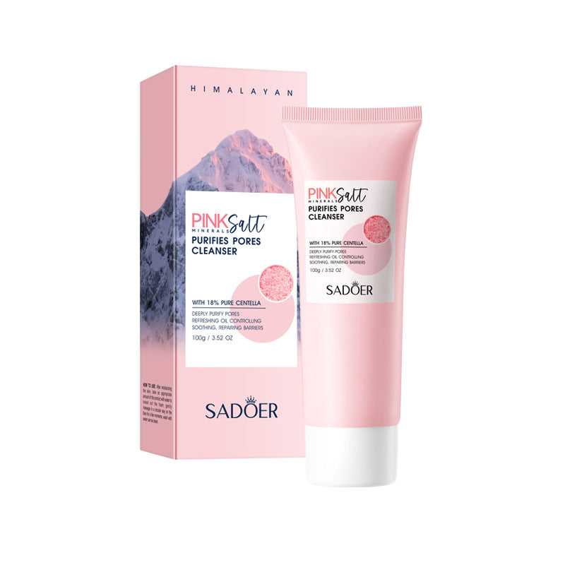 Himalayan Pink Salt Facial Cleanser SADOER Pore Cleansing Facial Cleanser Cross-Border Wholesale