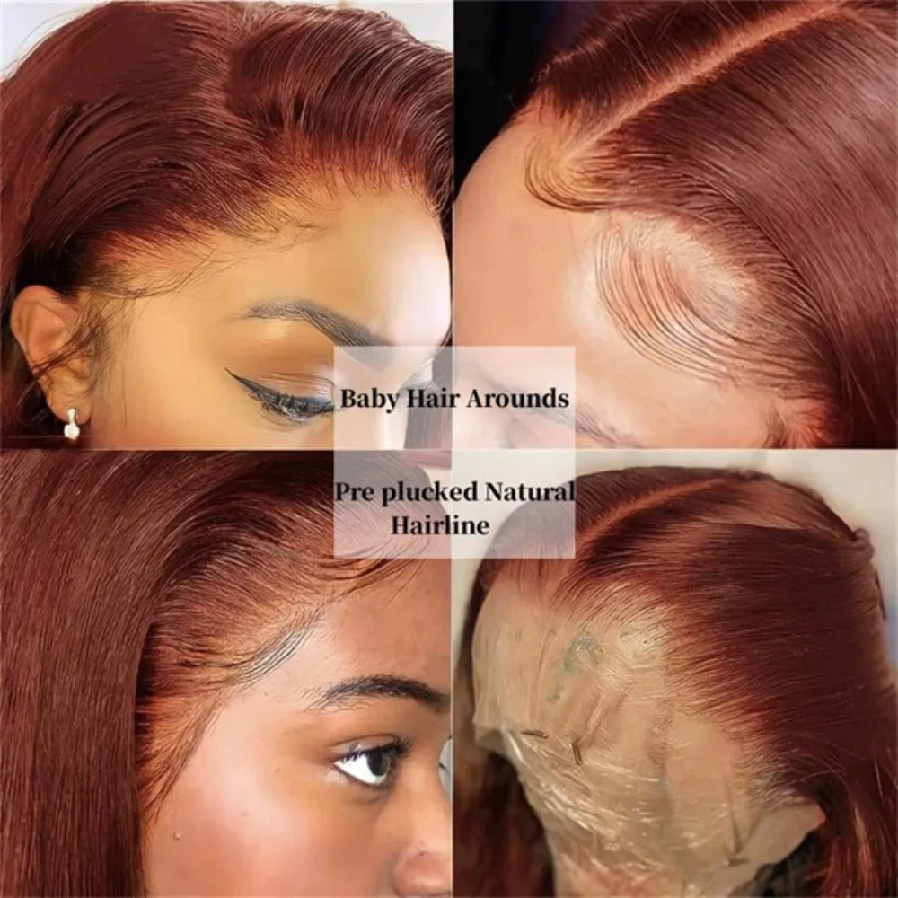 13*4Amazon European and American Wig Women's Synthetic Fiber Front Lace Long Curly Hair wig Reddish Brown Big Wave Headband