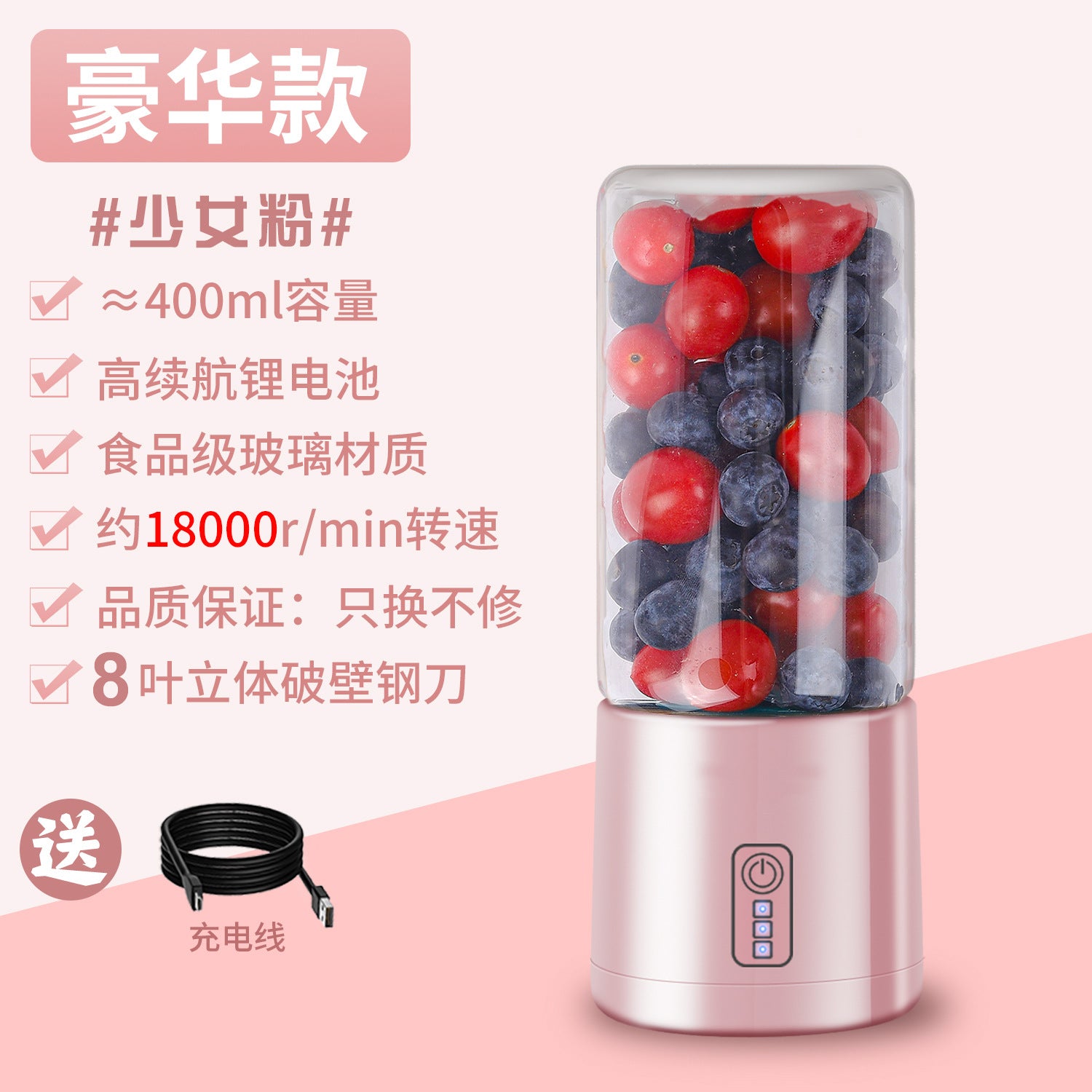 New Juicer Portable Juicing Cup Multifunctional Juice Machine Small Household Rechargeable Blender Cup Gift Wholesale