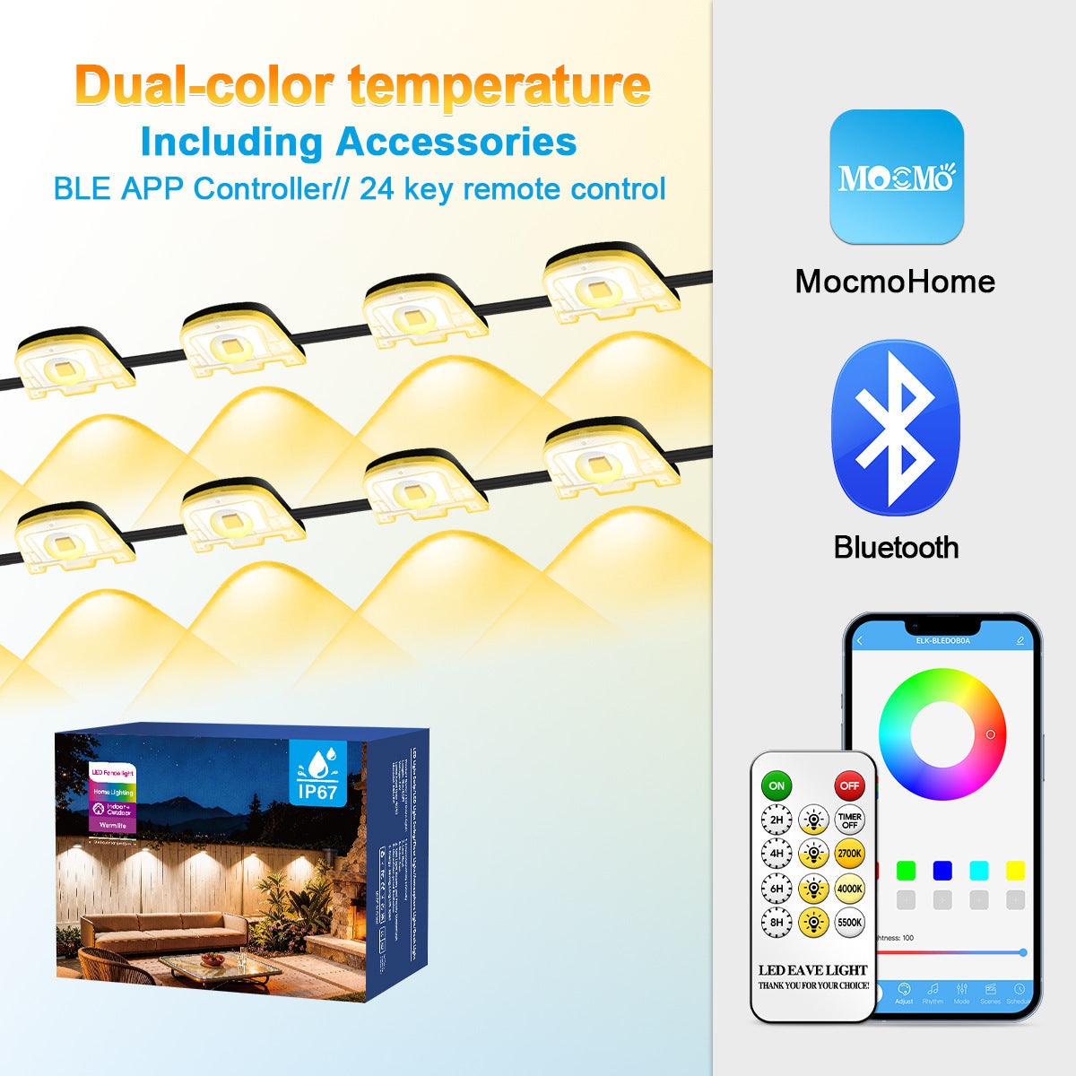 Bluetooth fence light RGBCW Iridescent Fence Light Wall Washer Light Fence Light Garden Light Waterproof Decorative Light