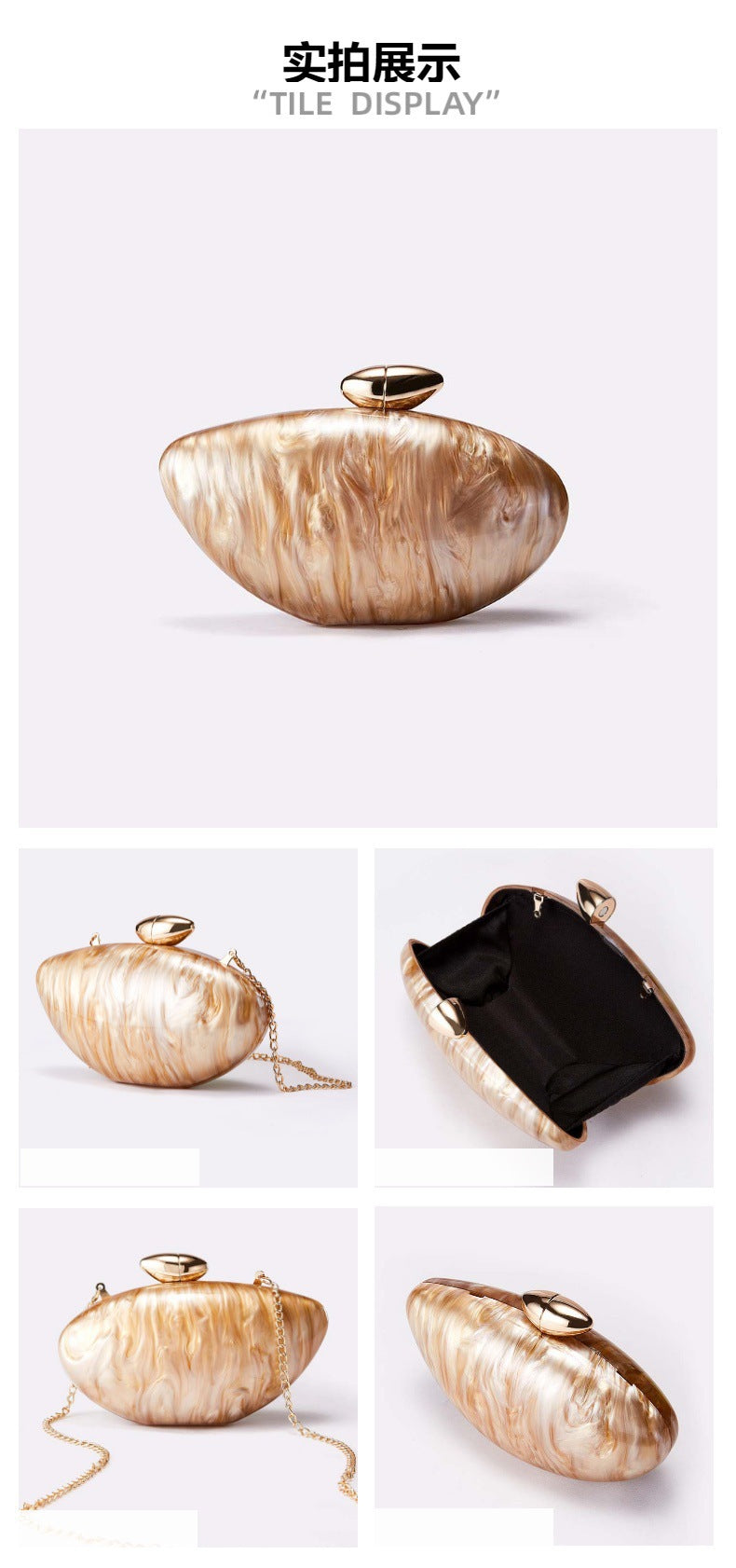European and American Trend New Style Bag for Women Fashionable Light Luxury Versatile Bullet Head Acrylic Simple Evening Bag Clutch for Women