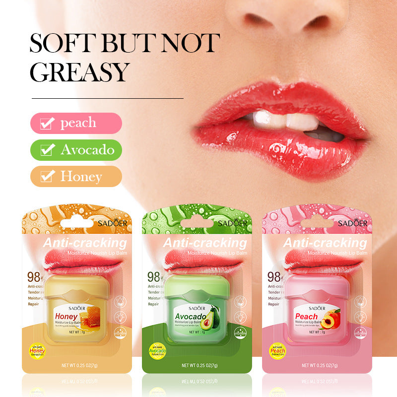Lip Balm SADOER Honey Hydrating Avocado Anti-Dry Crack Peach Lip Mask  Wholesale