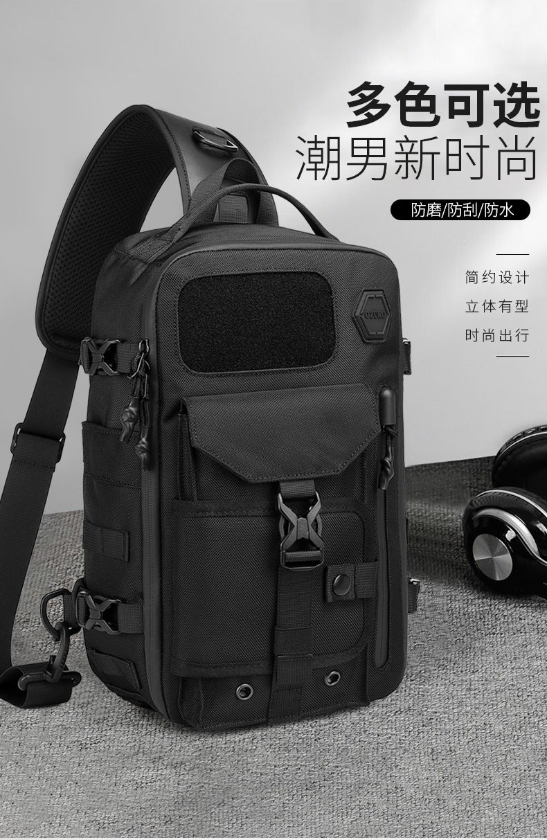 OZUKO Tactical Chest Bag Men's Waterproof Crossbody Bag Outdoor Sports Small Backpack Trendy Shoulder Portable Men's Bag