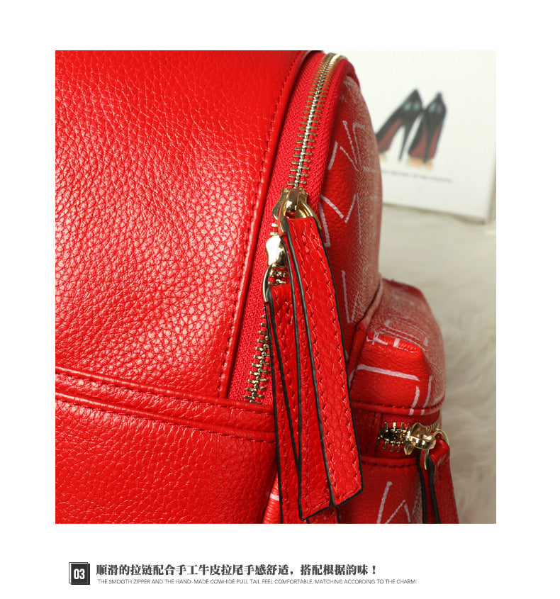 New Fashion Printed Women's Backpack Soft Leather Versatile Large Capacity Student School Bag Mom Travel Bag