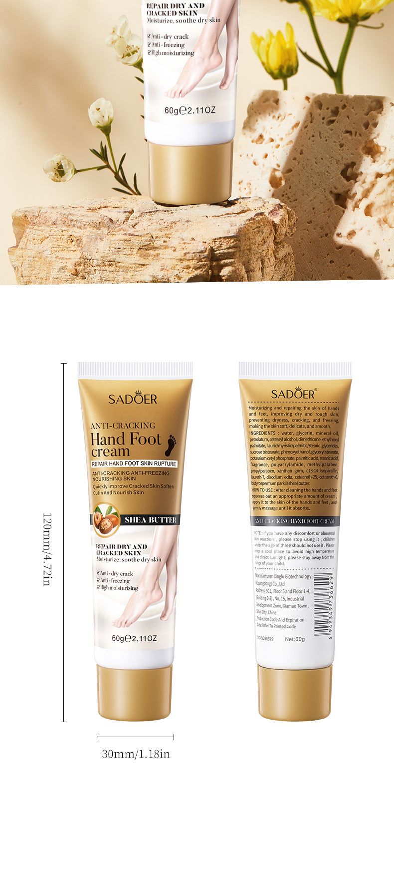 Hand and Foot Cream60g SADOER Hydrating, moisturizing, anti-cracking, hydrating fragrance hand cream for  foreign trade wholesale