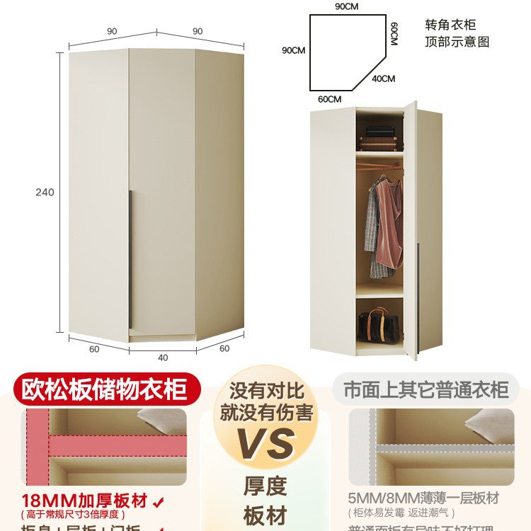 Solid Wood European Pine Board Door to Ceiling60cm Depth18mm Thickened Cabinet Body Wardrobe for Home Bedroom Cream Style Closet