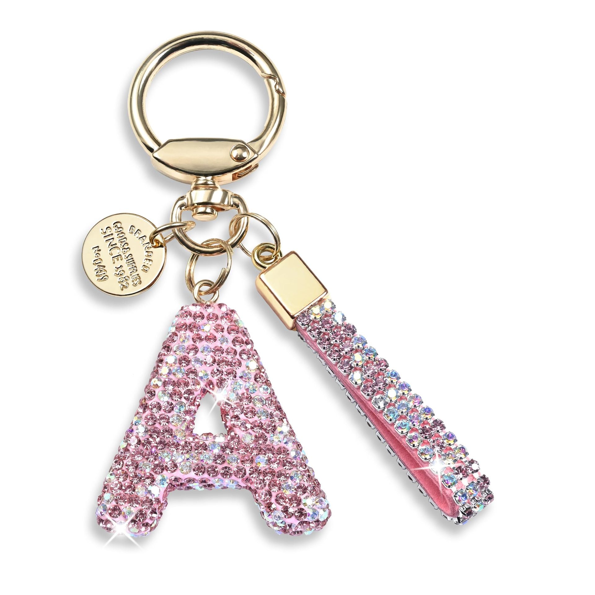 Inlaid Diamond Letter Keychain High-end Gift Pendant for Women Shiny Letter Pendant Wristband Phone Chain Keychain