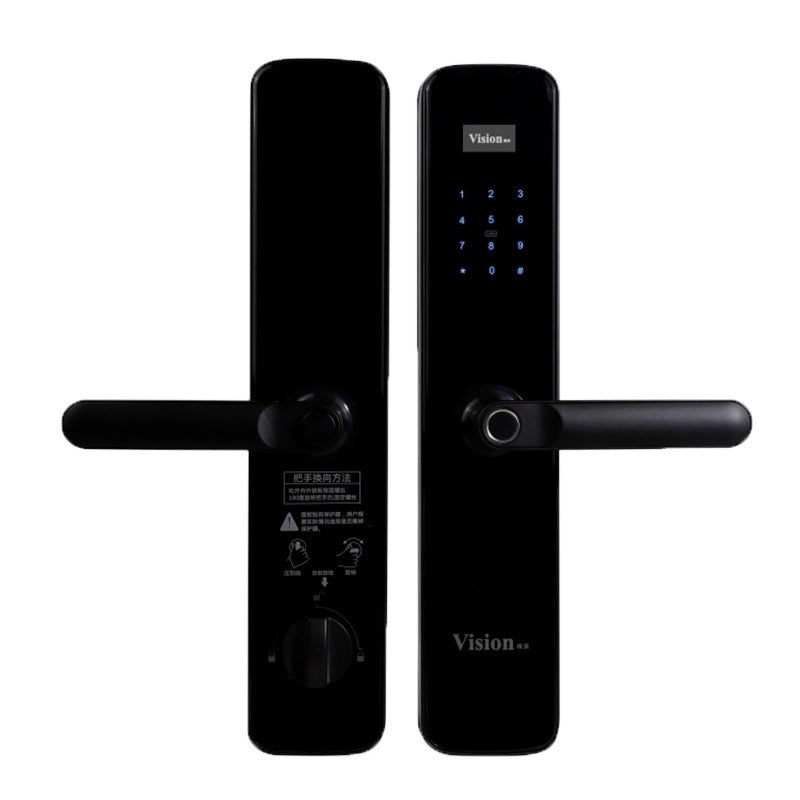 Weishi Smart Door Lock Anti-Theft Door Home Company Password Lock Fingerprint Recognition Swipe Card Key Electronic Lock Carbon Black