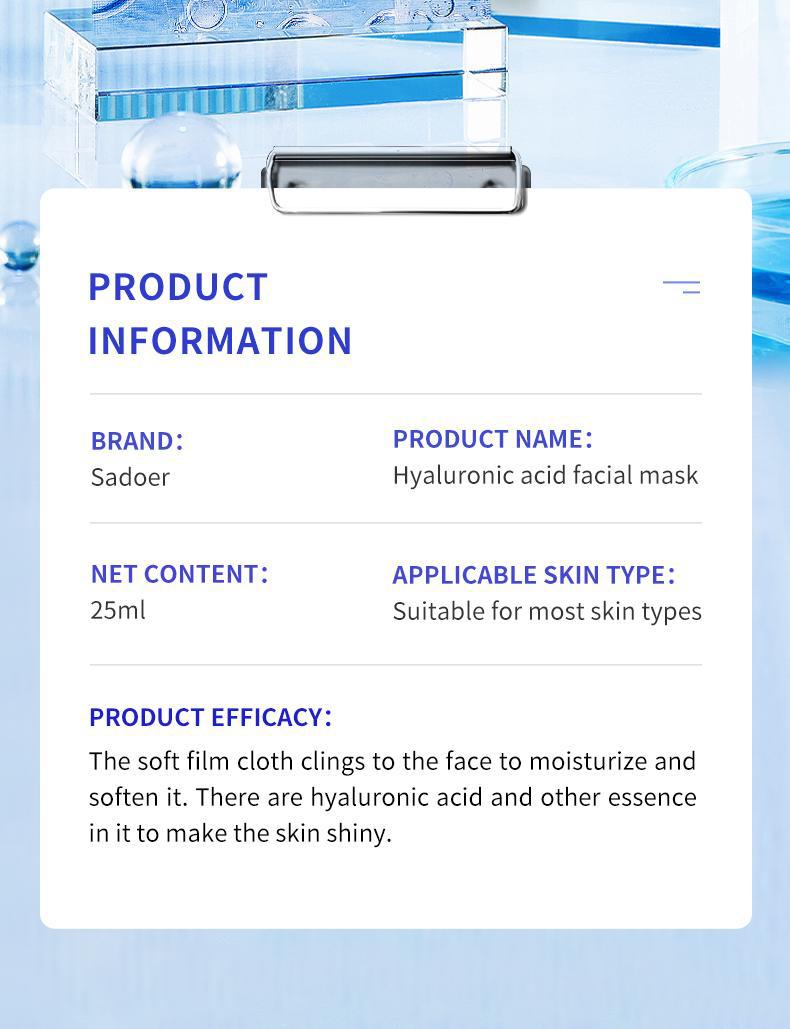 Mask SADOER Hyaluronic Acid Vitamin E Oligopeptide Hydrating Moisturizing Tablets  Foreign Trade Wholesale