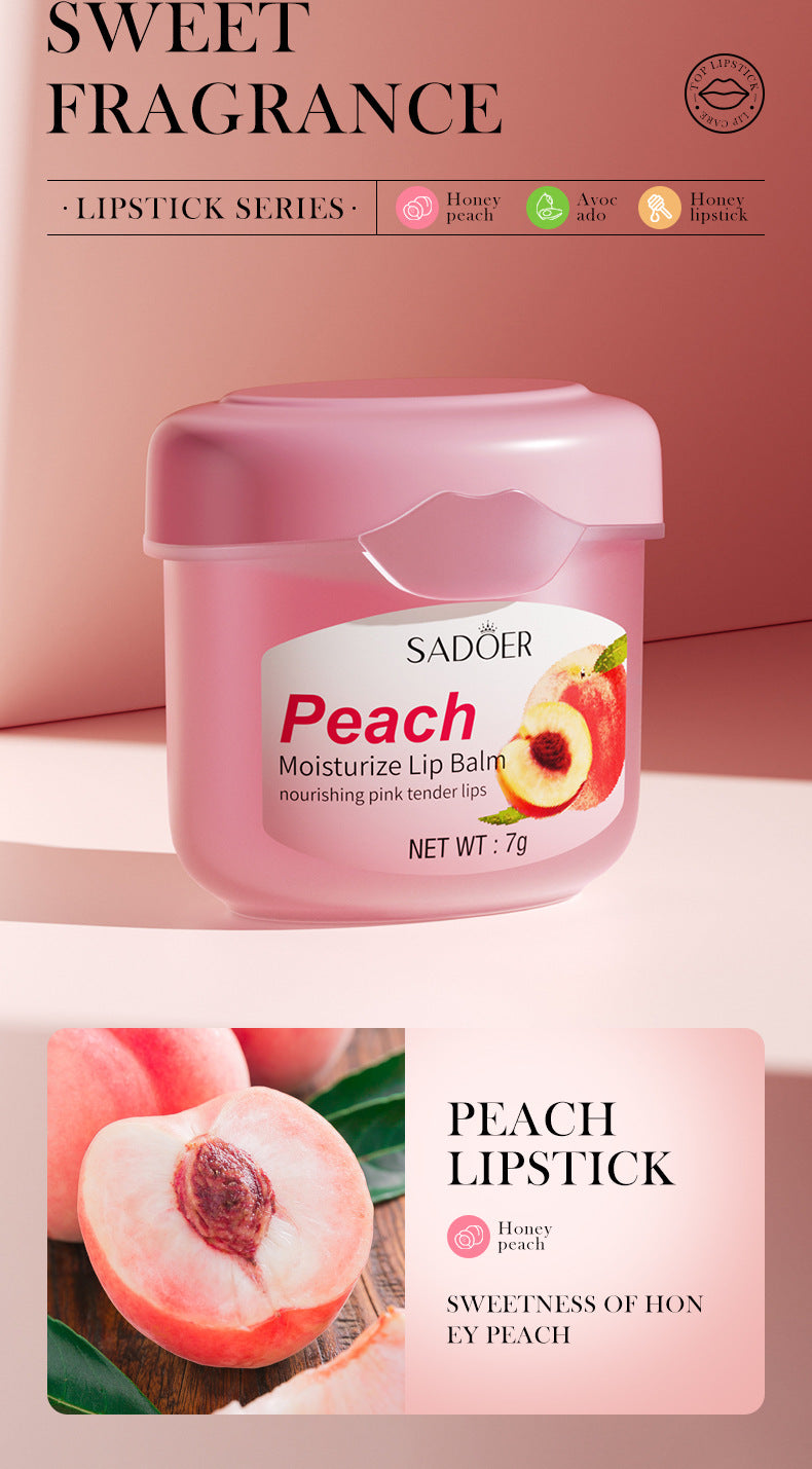 Lip Balm SADOER Honey Hydrating Avocado Anti-Dry Crack Peach Lip Mask  Wholesale
