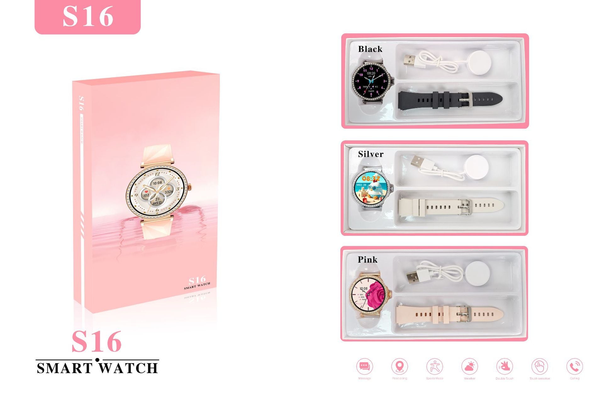 S16Smart Watch1.27inch Bluetooth Call Heart Rate Message Push Sleep Niche Full Diamond Women's Watch