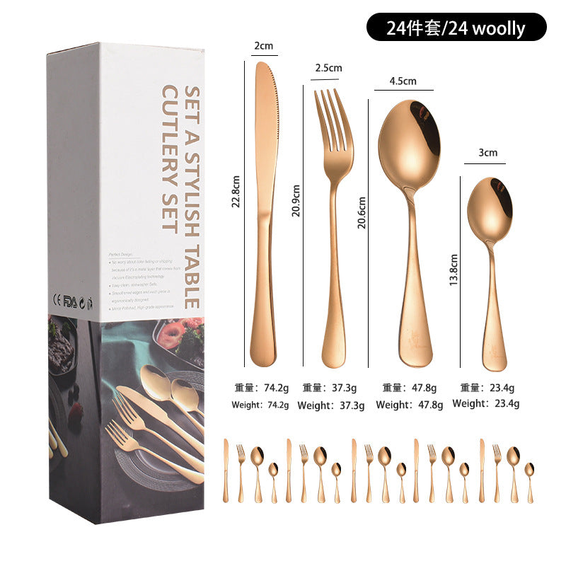 1010241 Piece Western Dessert High Aesthetic gold Steak Knife Fork Spoon Stainless Steel Cutlery Set