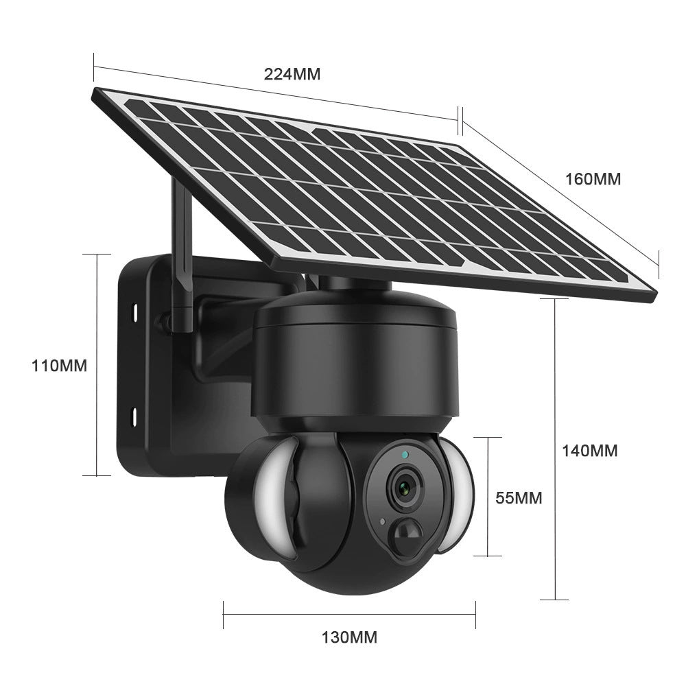 New Low-Power Solar Energy3MP HD Camera Phone Remote Monitoring Sound Light Warning