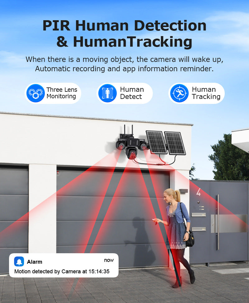 New Product AOV Low Power Consumption Trinocular Solar Camera9MP High Definition Full Color4G Solar Monitoring