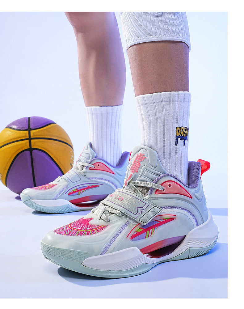Summer Trendy Fashion Breathable Comfortable Sports Men's Shoes Youth High Elastic Practical Wear-resistant Rubber Sole Basketball Shoes