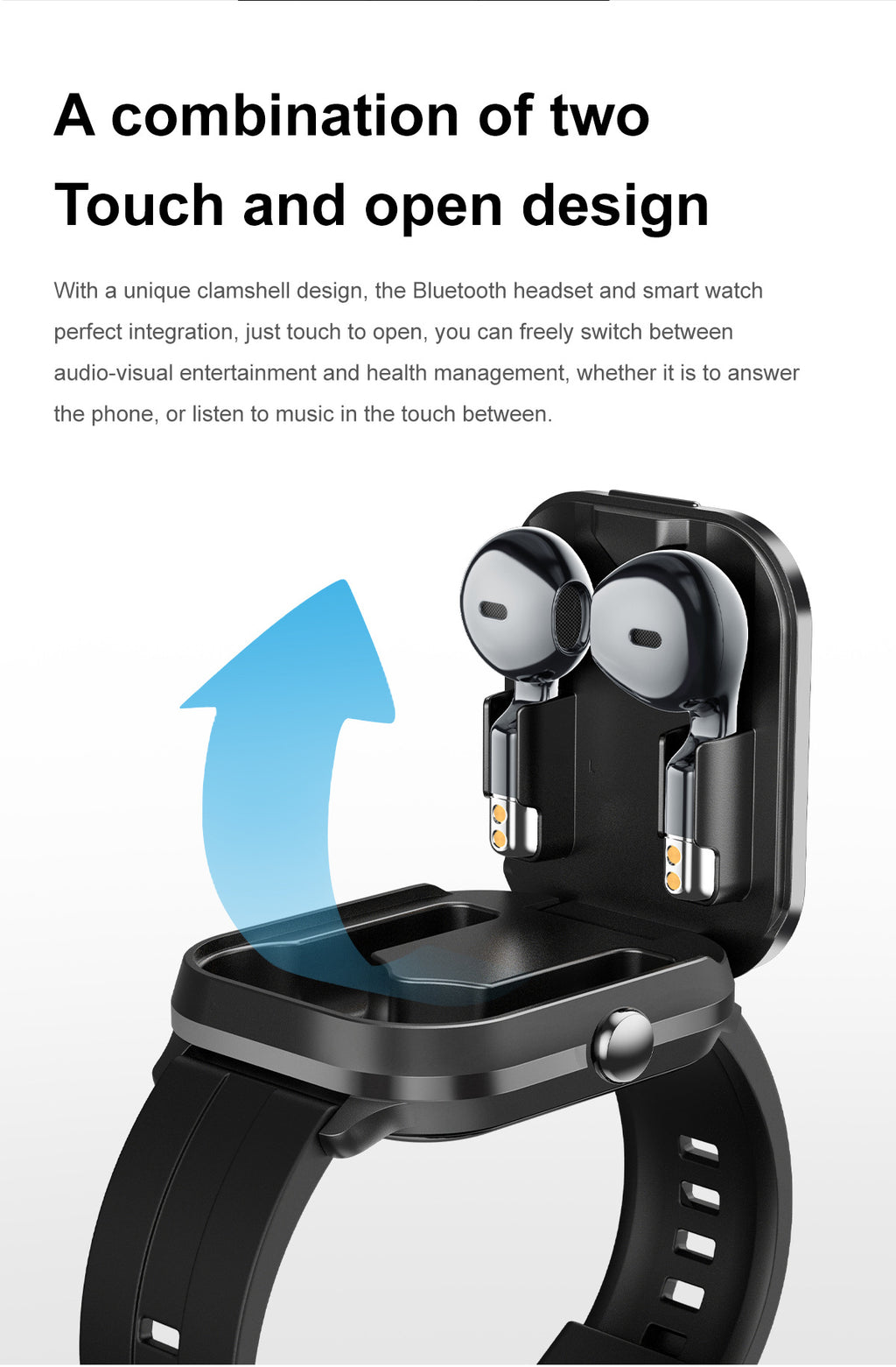 D8 Pro Smart Watch Bluetooth Call True Heart Rate Step Sleep Monitoring Hidden Bluetooth Earphone Sports