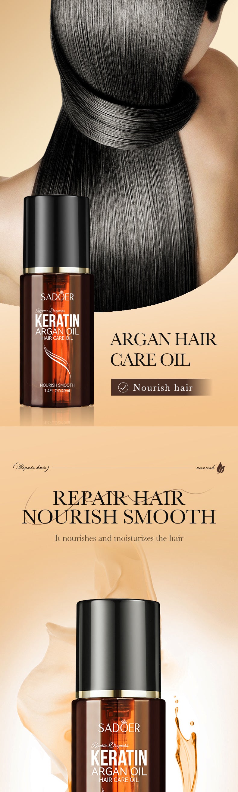 Nut Oil Hair Care Essential Oil80mlSADOER Smooth and Frizz-Reducing Conditioner  Wholesale