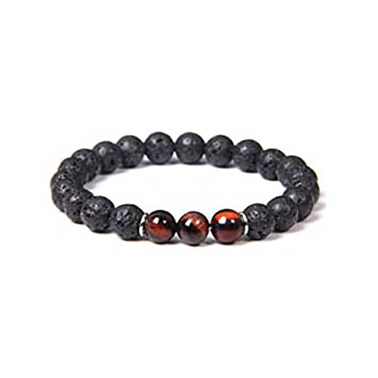 Blue Tiger Eye Stone Bracelet Single Circle Natural Stone Beaded Bracelet Volcanic Stone White Pine Chicken Wing Wood Long Bracelet