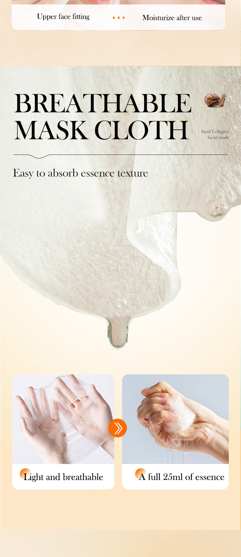 Snail Face Mask SADOER Collagen anti-wrinkle firming delicate skin mask  wholesale