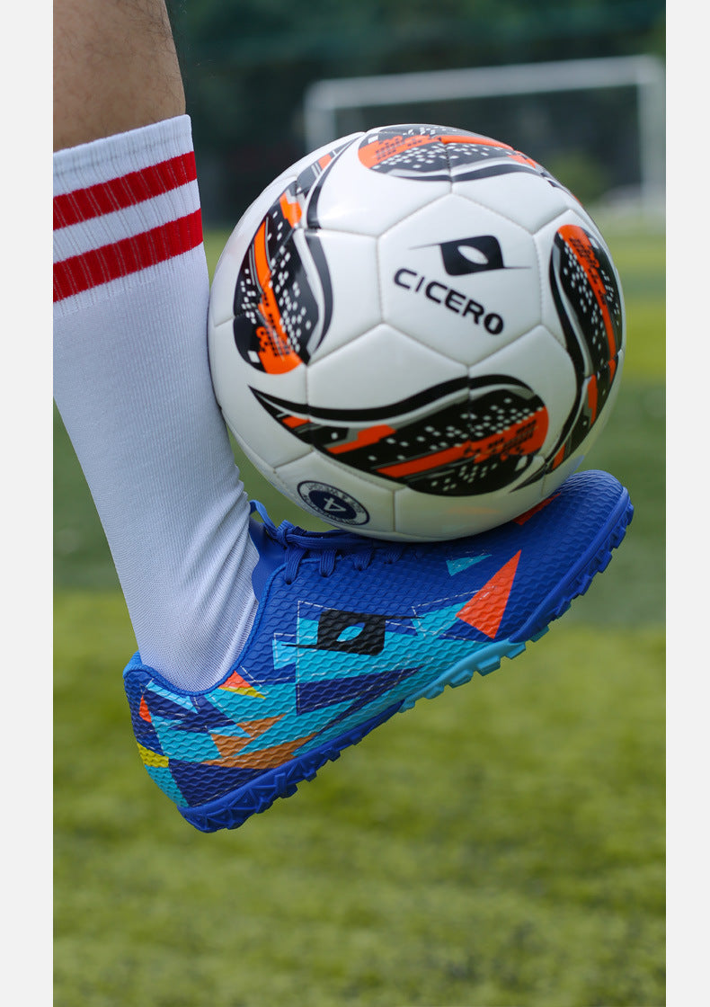 Rotating Buckle Football Shoes Breathable Anti-Slip TF Children's and Teenagers' Turf Training Shoes for Flat Ground Competitions