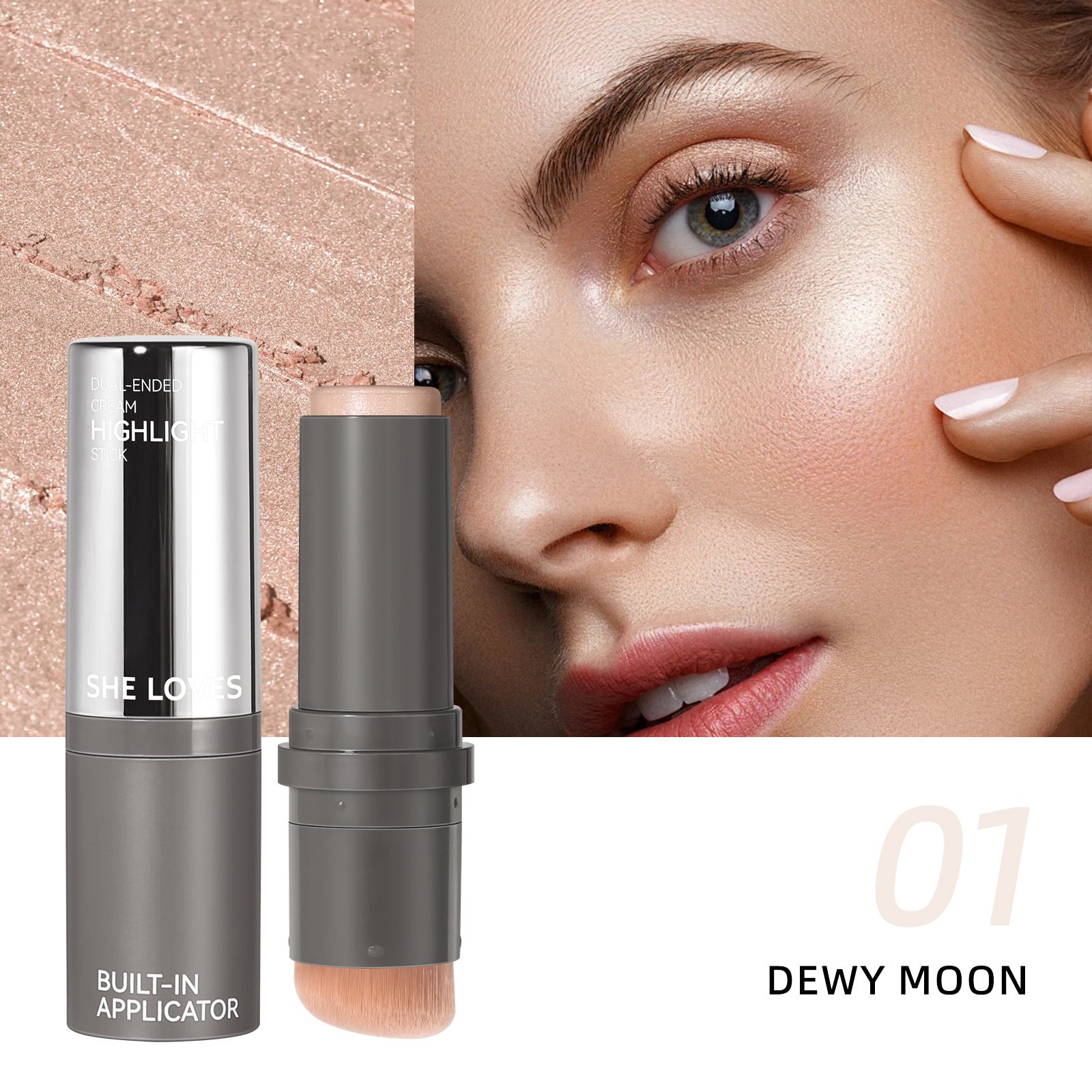 Exclusive Supply sheloves Double-ended Highlight Stick European and American Makeup Pearlescent Fine Flash Brightening Water Light Cream Highlight