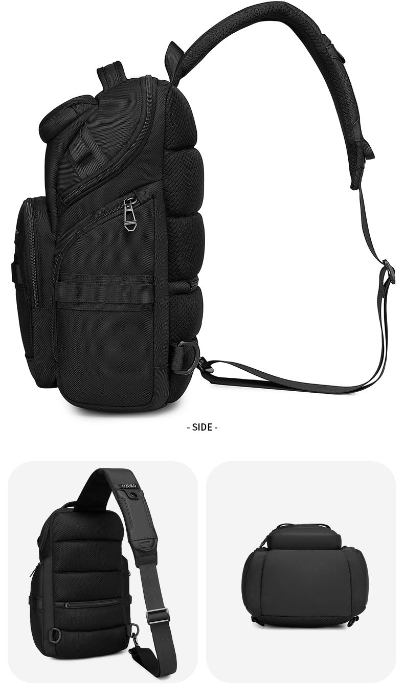 OZUKO Men's Chest Bag Waterproof Large Capacity Multifunctional Crossbody Bag Trendy Portable Lightweight High-end Feel Single Shoulder Bag