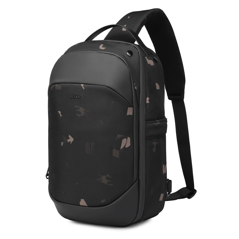 OZUKO Business Chest Bag Men's Large Capacity Waterproof Crossbody Bag High-end trendy brand simple commuter portable bag