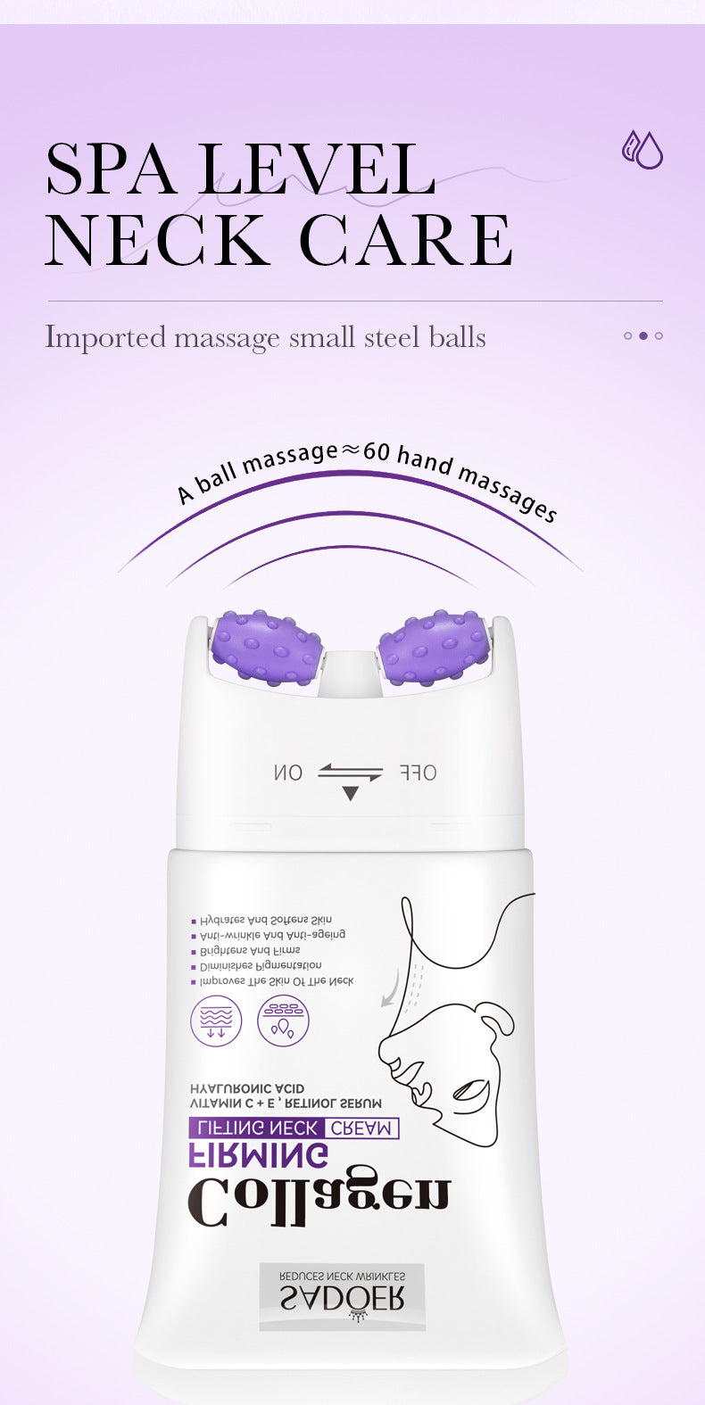 Collagen Neck Cream110ml SADOER Firming Roller Neck Lifting Cream  Wholesale