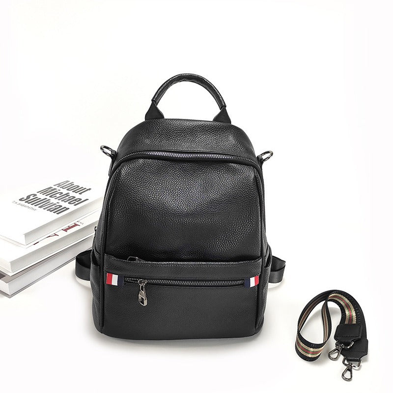 Anti-theft Backpack for Women Genuine Leather Travel Backpack with Fingerprint Unlock Versatile Casual Large Capacity Shoulder Bag