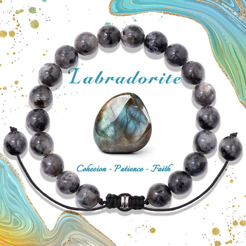 Natural Stone Crystal Beaded Bracelet4/6/8mm Chalcedony Turquoise Stretch Bracelet Lapis Tiger Eye Braided Bracelet