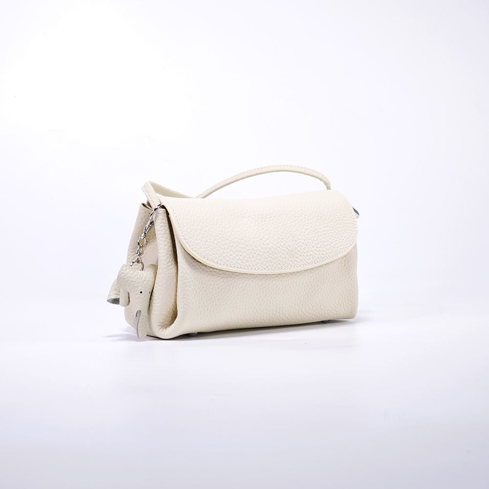 Genuine Leather Small Square Bag Daily Simple Women's Bag2025New Casual Little Elephant Commuting Versatile Cover Head Single Shoulder Crossbody Bag