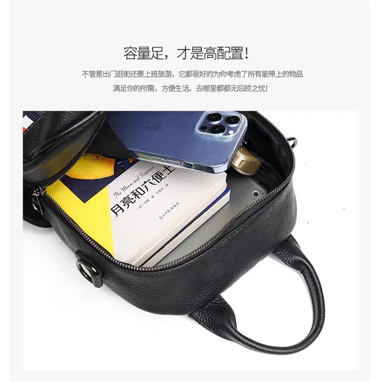 Anti-theft Backpack for Women Genuine Leather Travel Backpack with Fingerprint Unlock Versatile Casual Large Capacity Shoulder Bag