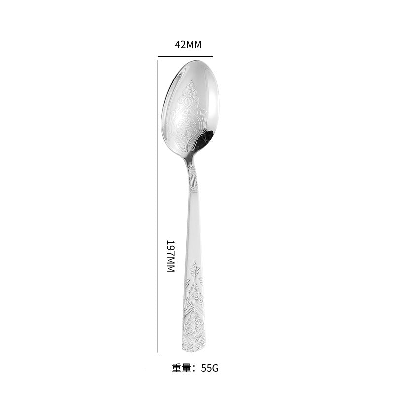 410Stainless Steel Tableware Hotel Retro Double Pattern Totem Western Cutlery Knife Fork Spoon Restaurant Hammered Steak Knife Fork