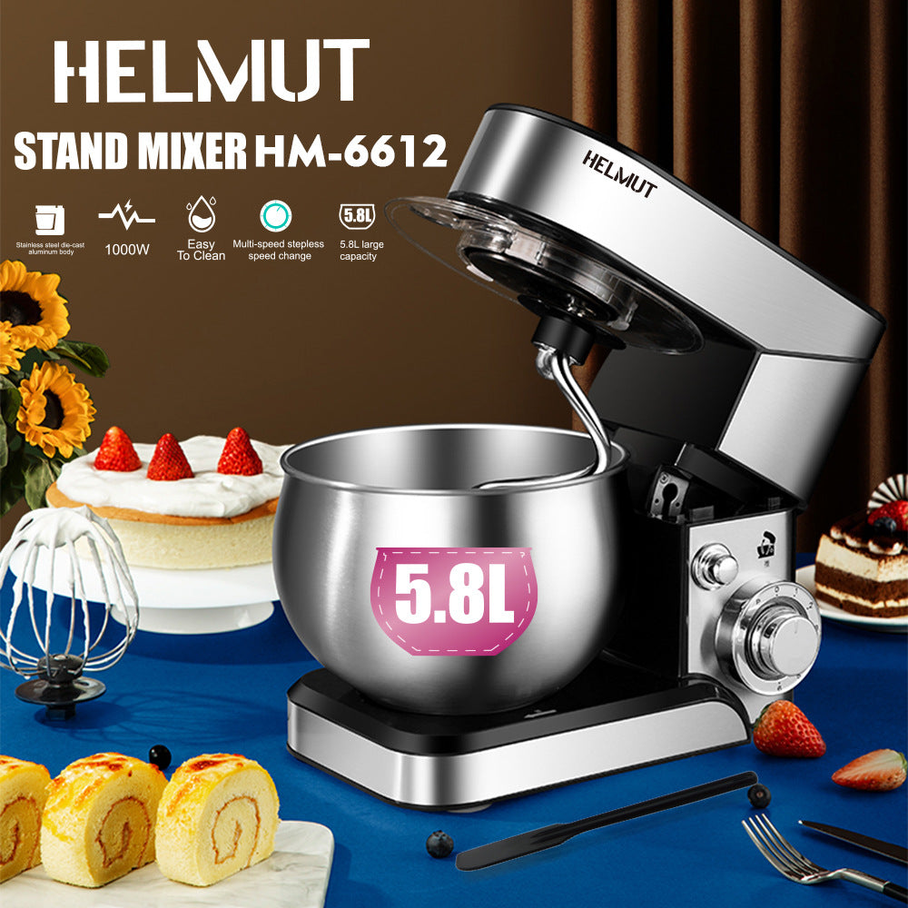 European Style New Household Fully Automatic Chef Machine Mixer Small Desktop Stainless Steel Dough Mixer Egg Beater5.8L