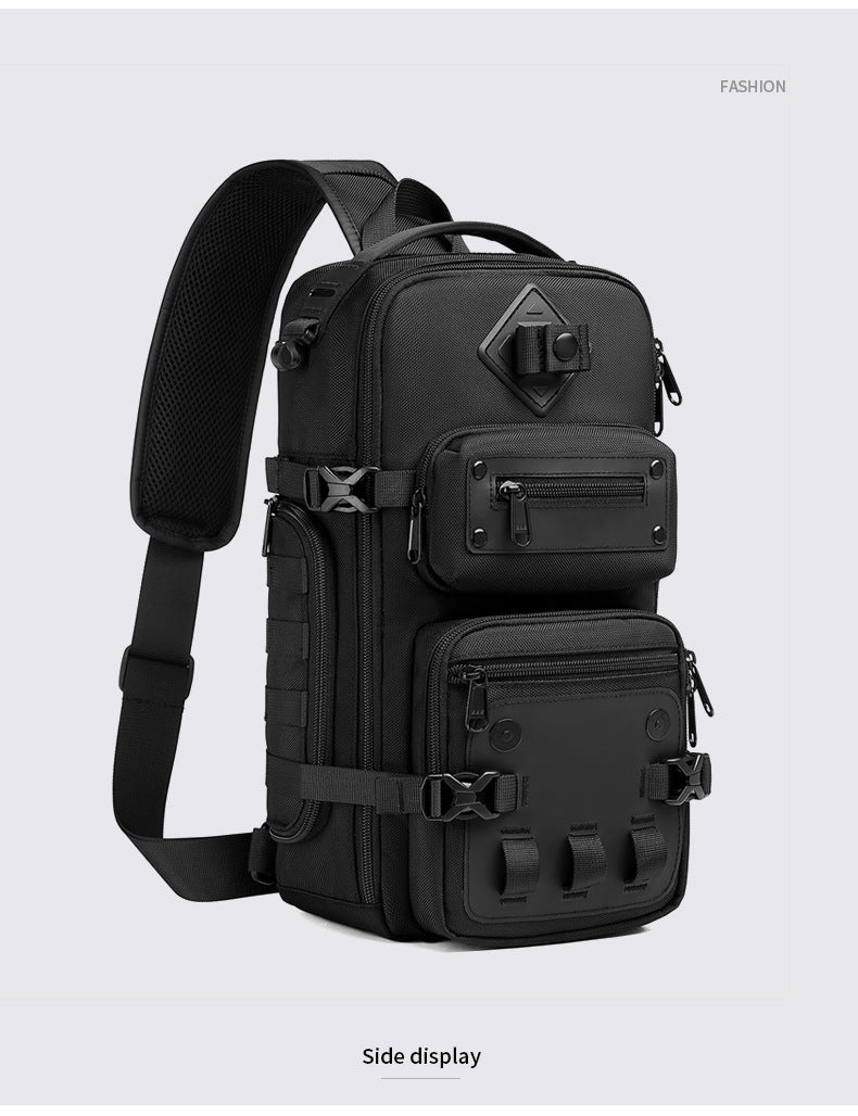 OZUKO Tactical Chest Bag Men's Crossbody Bag Shoulder Bag Men's Outdoor Sports Waterproof High-Quality Men's Bag