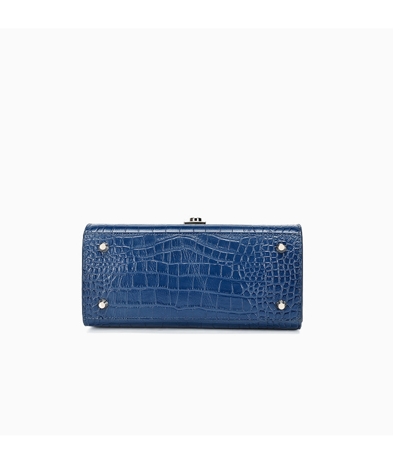 European and American Retro Small Square Bag Fashion Simple Handbag Crocodile Pattern Crossbody Kelly Bag Versatile Crossbody Bag Light Luxury Trend