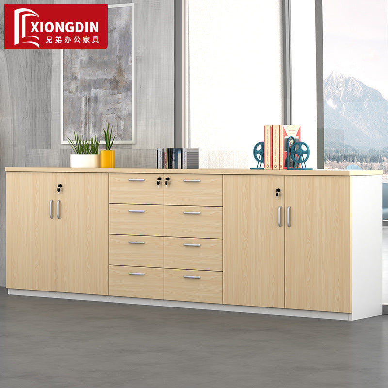 Office File Cabinet with Lock, Low Cabinet, Storage Cabinet, Floor-standing Wooden Office Partition Cabinet for Staff