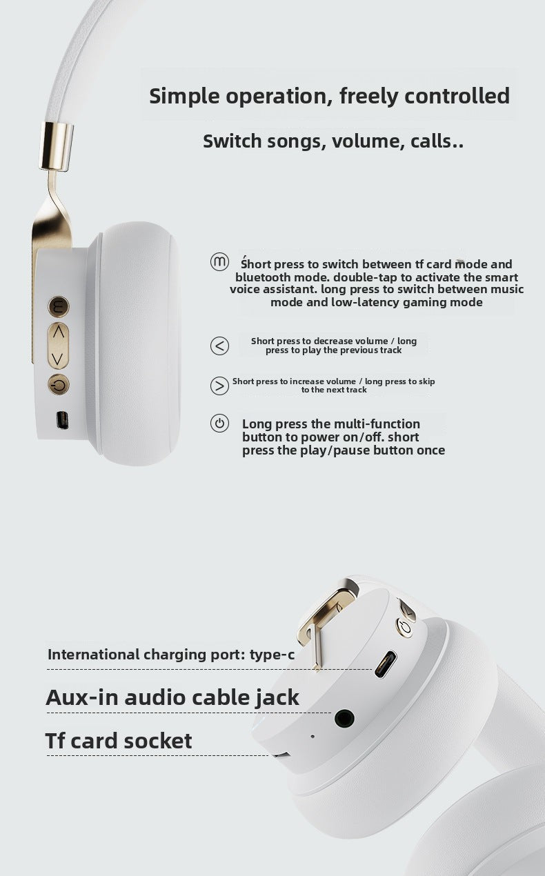 Hot-selling Noise-canceling Wireless Over-ear Bluetooth Headphones Long Battery Life High Sound Quality Gaming Headset Stereo