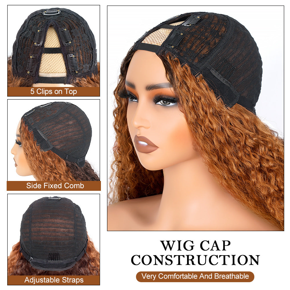 African Synthetic Fiber Fake Unique Bouncy Curly Hair Wig