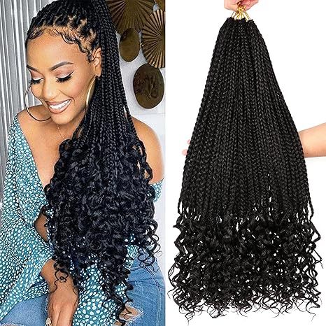 Cross-border European and American Wig Straight Top Loose Tail Three-strand Braid Crochet Hair GoddessBoxBraidshair Fluffy