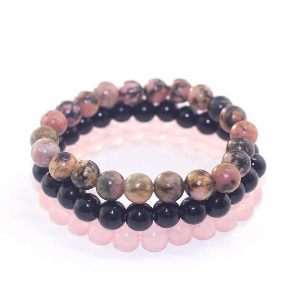 108Pink Quartz Bracelet Lotus Lucky Tree Pendant Labradorite Braided Bracelet Agate Tiger Eye Elastic Bracelet