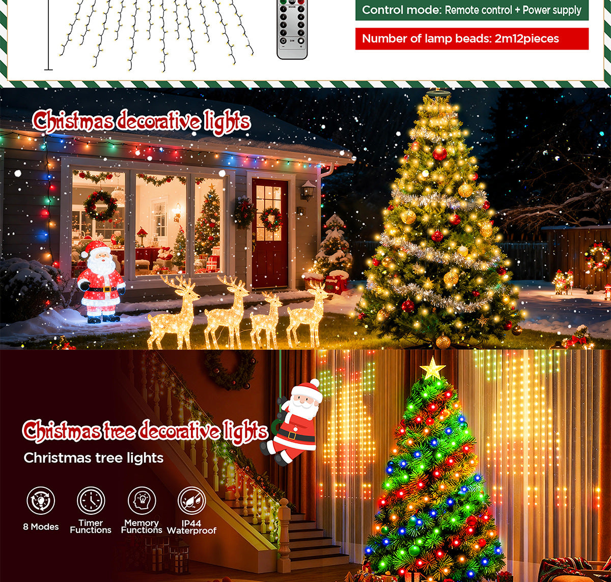 Christmas Tree Lights Christmas Garden Decoration Lights RGB Lighting Linear Light Waterfall Tree Clothing Hanging Tree Light LED New Product